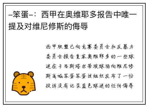 -笨蛋-：西甲在奥维耶多报告中唯一提及对维尼修斯的侮辱
